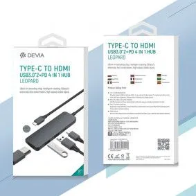 DEVIA HUB Leopard Type-C na HDMI USB3.0*2+PD 4 u 1