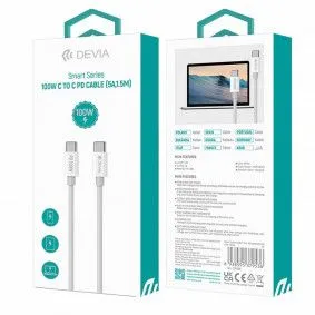 DEVIA Kabl Smart Series Type-c na Type-c PD 1,5M 100w, bela