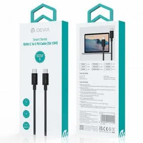 DEVIA Kabl Smart Series Type-c na Type-c PD 1,5M 100w, crna