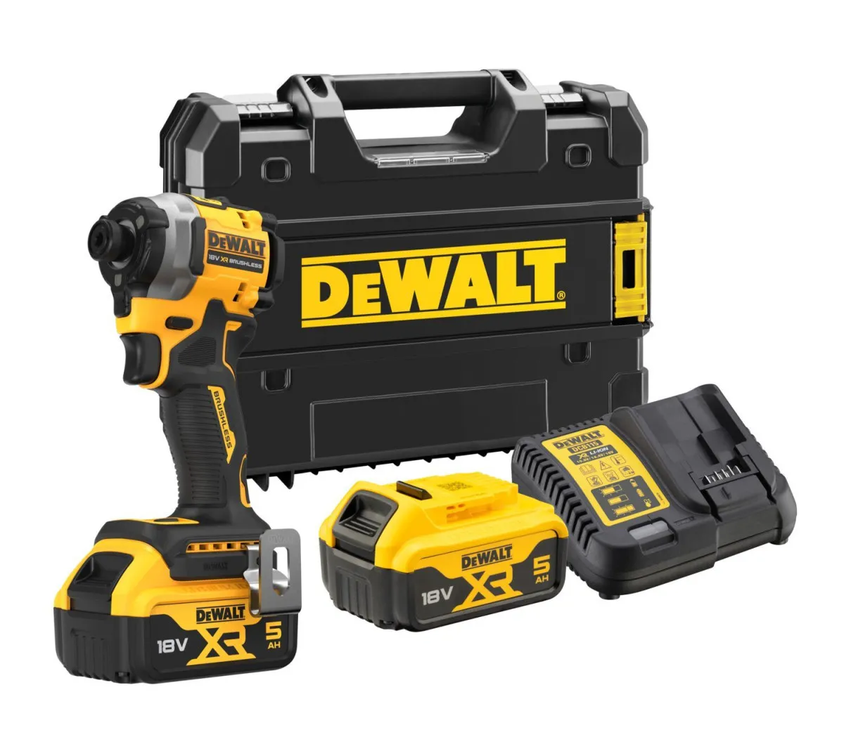 DeWALT Aku udarni odvijač 1/4" 2 x 5,0 Ah XR DCF850P2T, Brushless, u koferu