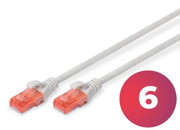 DIGITUS DK-1612-0025 patchcord cat 6 U/UTP CCA 0,25m sivi