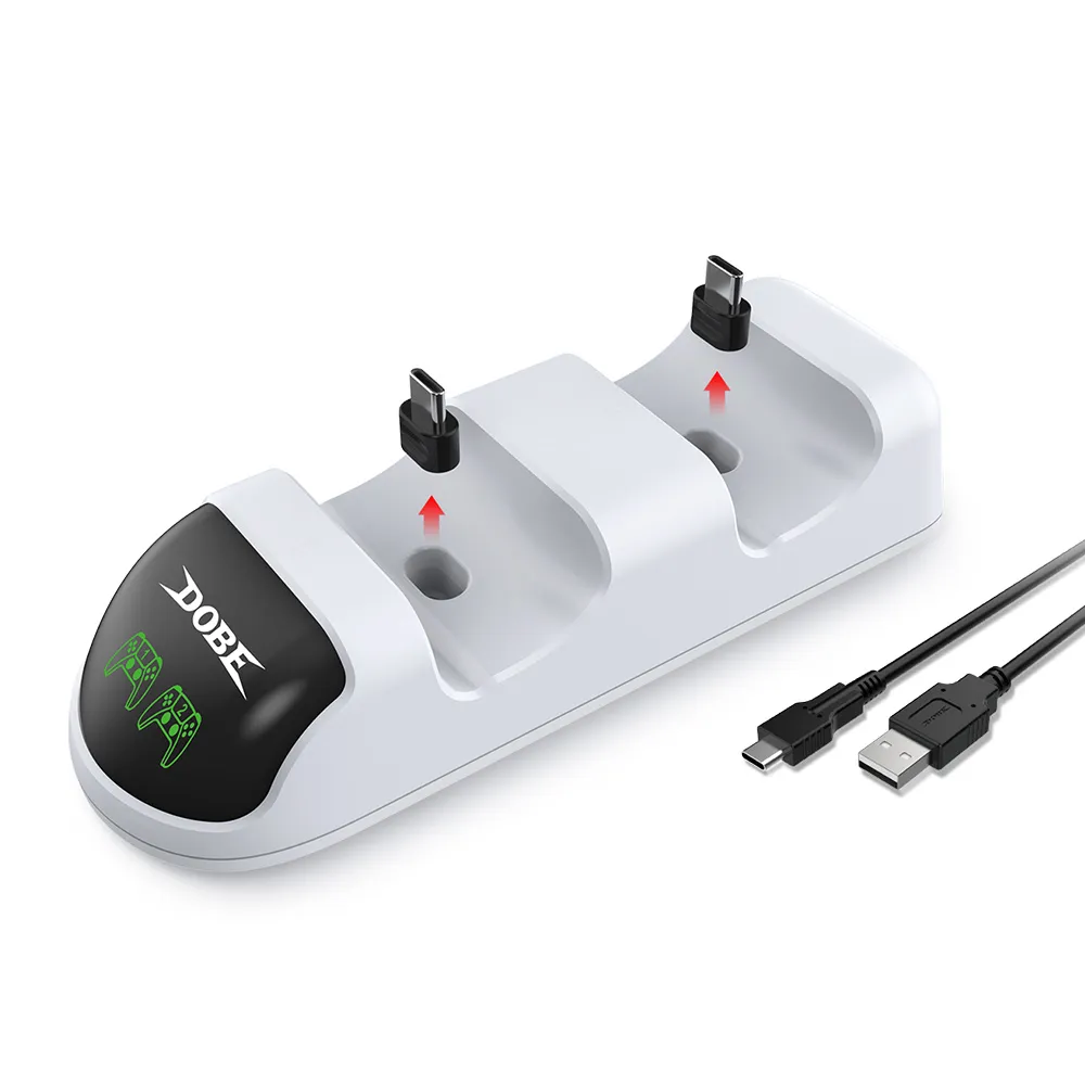 Dobe TP5-0506 stalak-punjač za dva gamepada PS5 beli