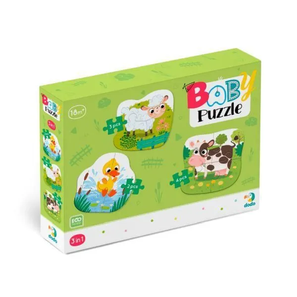 DODO Bebi puzzle Životinje na farmi 3u1 - 2, 3, 4 dela