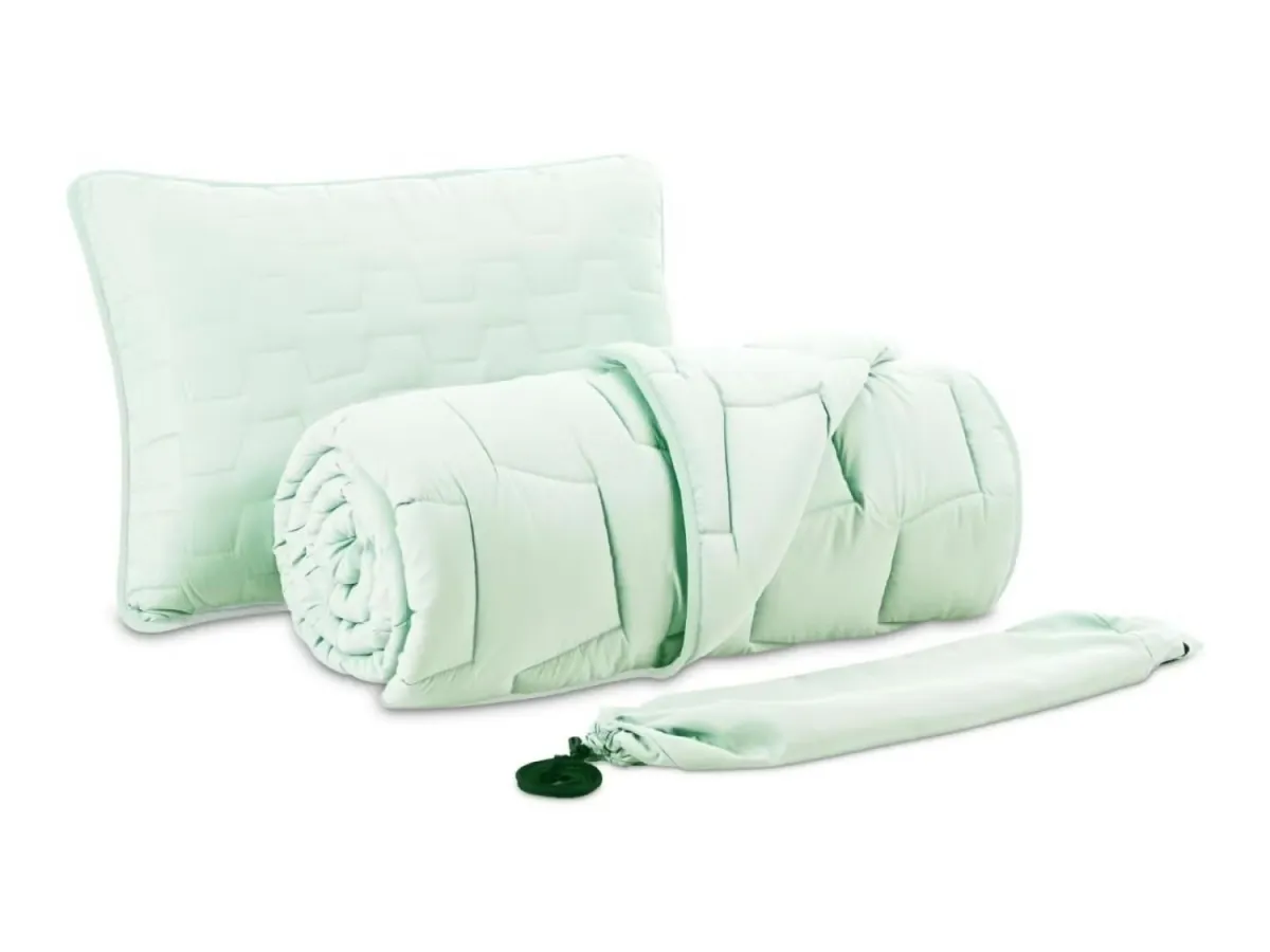 DORMEO AdaptiveGo set jastuk, jorgan i torba,mint zelena, 140X200cm