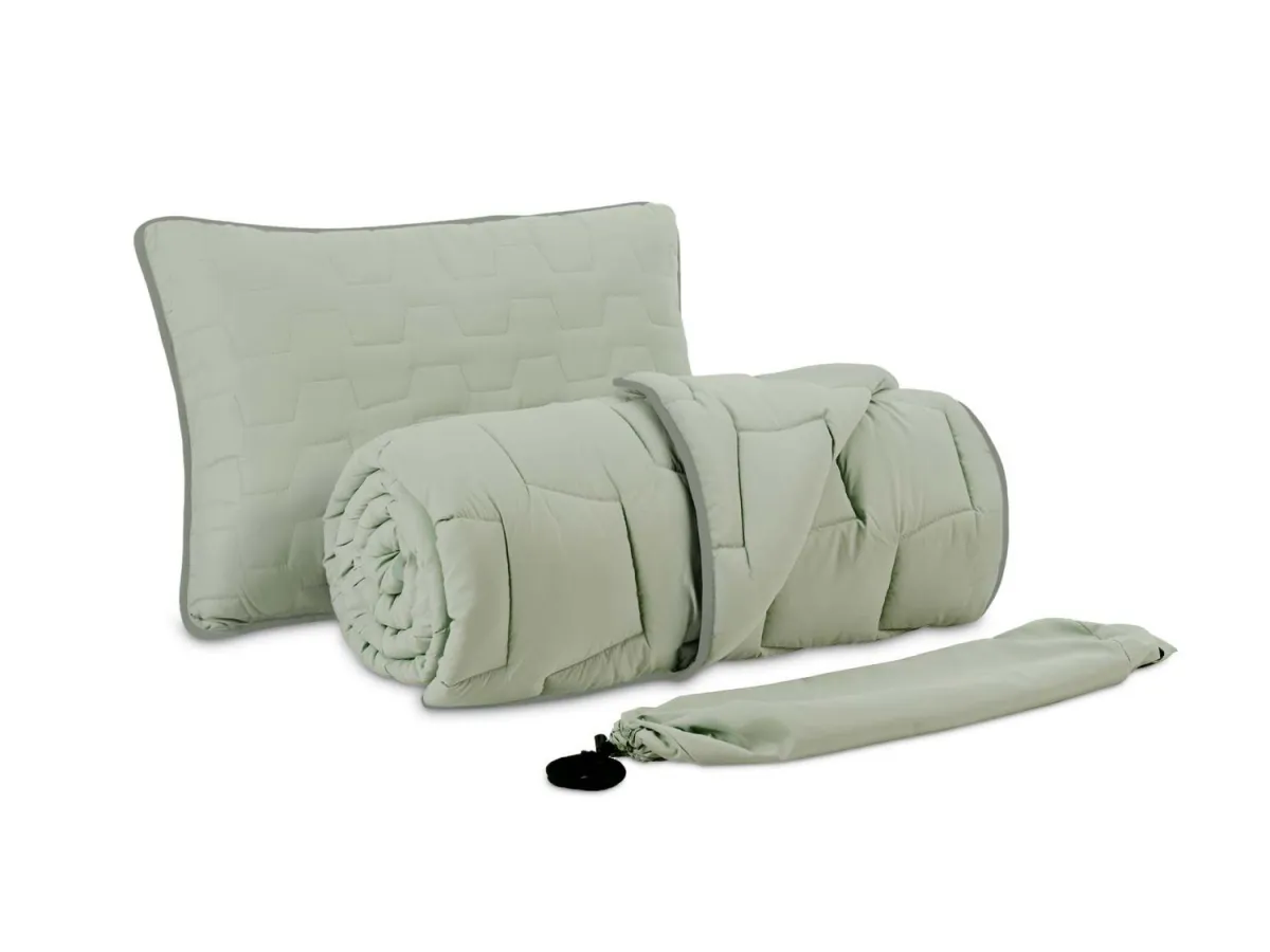 DORMEO AdaptiveGo set jastuk, jorgan i torba,zelena, 140X200cm