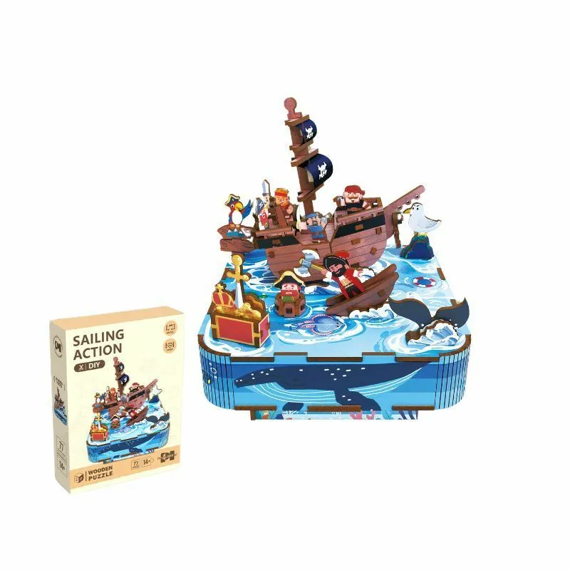 Drvene 3D muzičke puzzle Sailing action 68054