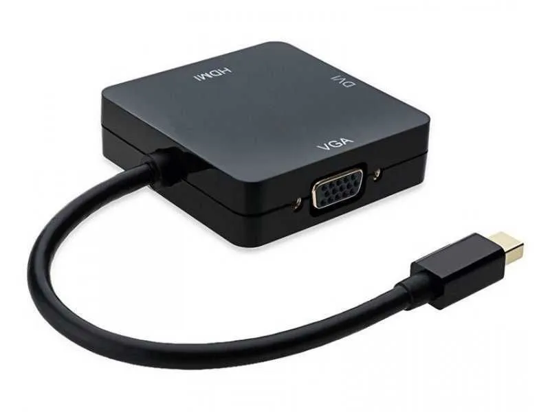 E-GREEN Adapter Mini DisplayPort na HDMI + DVI-I Dual Link + VGA D-Sub, crna