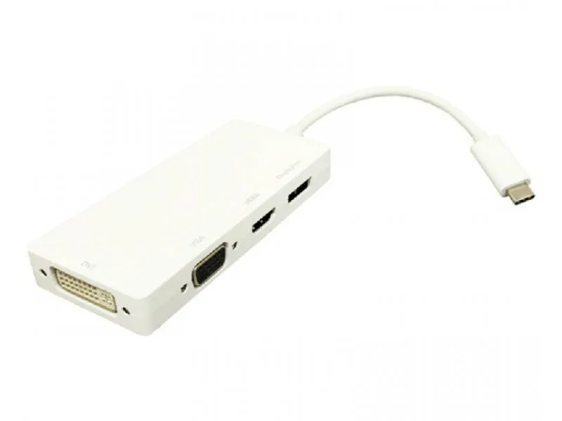 E-GREEN Adapter USB 3.1 tip C na Display Port + HDMI + VGA + DVI, bela