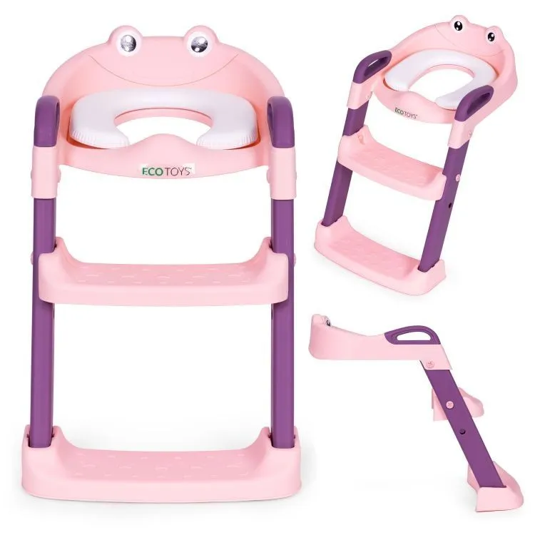ECO TOYS Adapter za WC šolju za decu sa stepenikom/ roze
