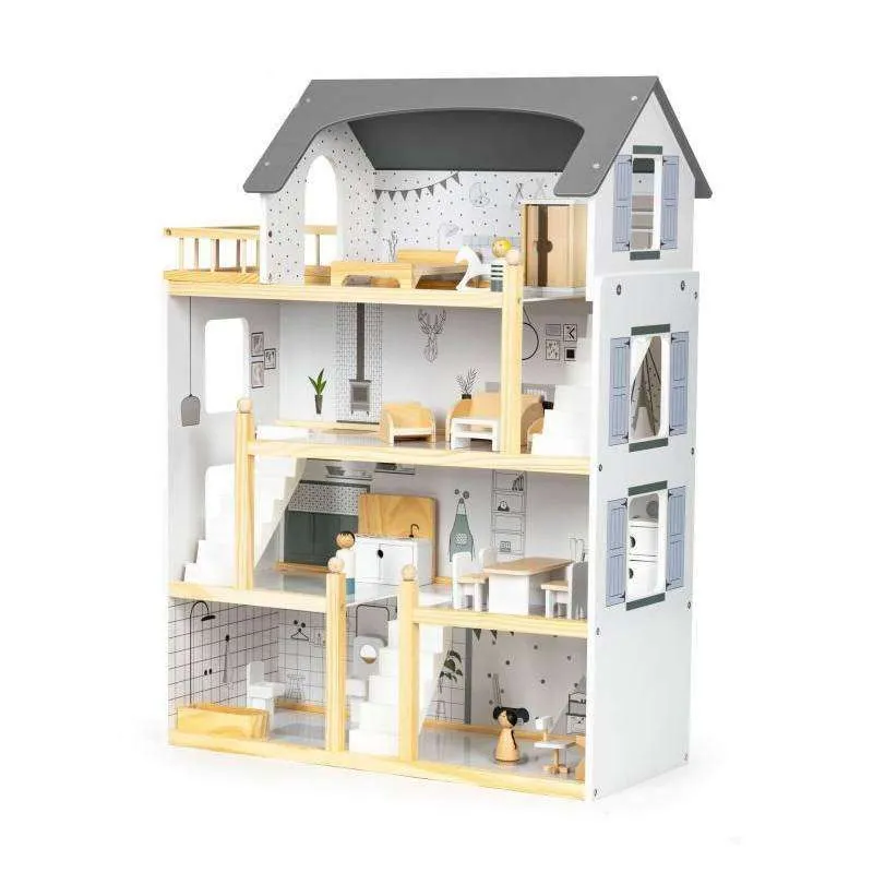 ECO TOYS Drvena kućica za lutke/ 18 dodataka