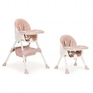 ECO TOYS Hranilica za bebe 2u1, bela/roze