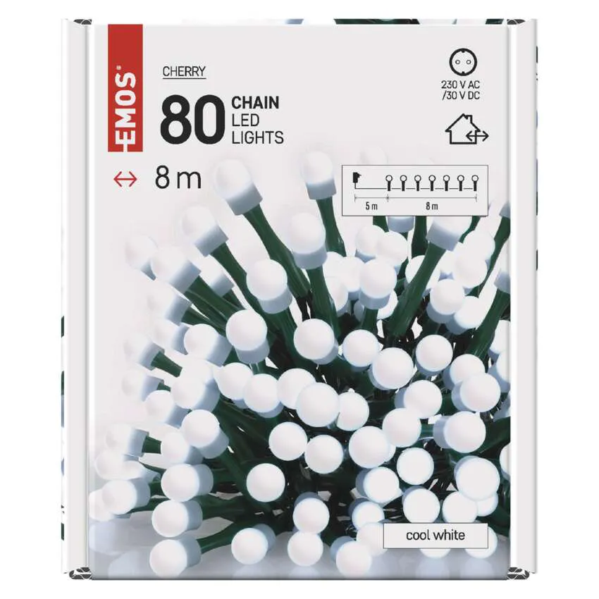 EMOS Svetlosni lanac - cherry 80 LED, 8 m CW tajmer