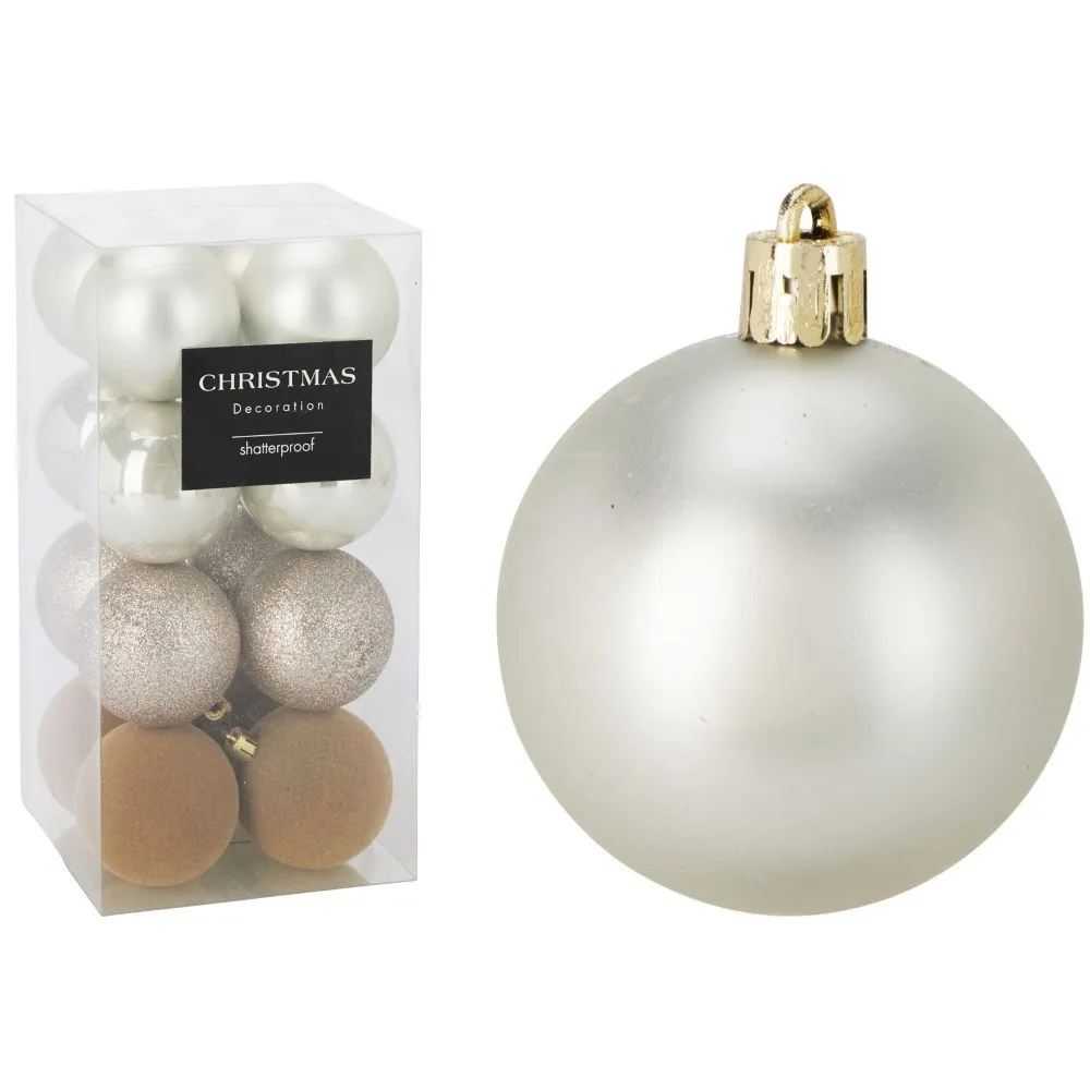 ENA Set novogodišnjih kugli 6cm 16/1 512991/ šampanjac