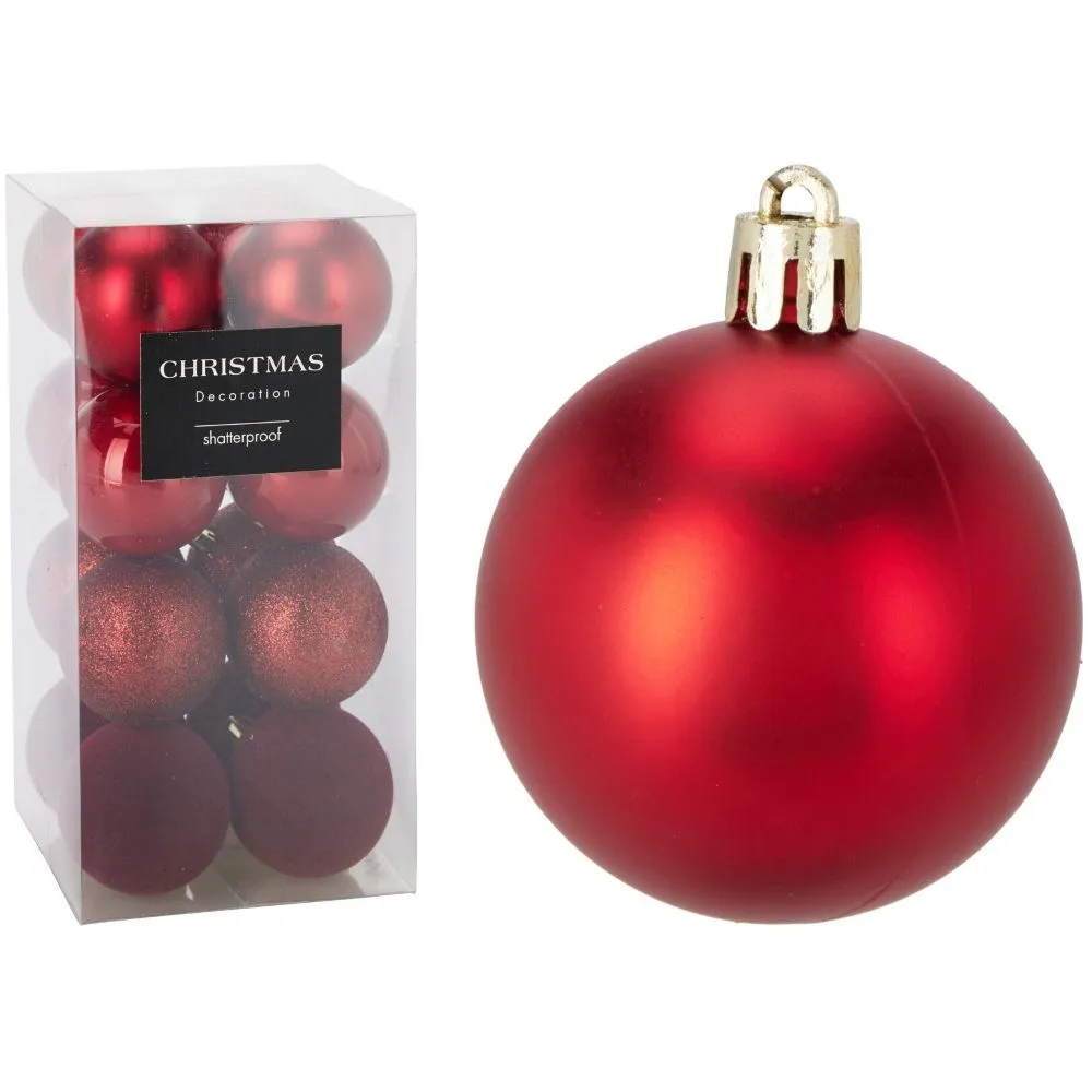 ENA Set novogodišnjih kugli 6cm 16/1 517342/ tamno crvena
