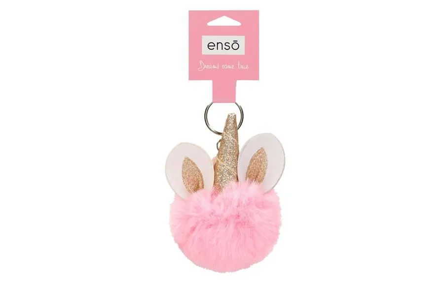 ENSO FLUFFY CHARMS dečiji privezak - pink/white