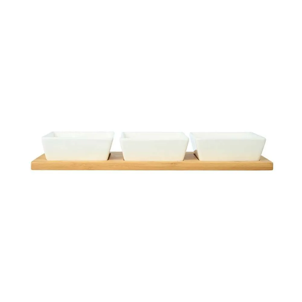 ESTIA Porcelanski set posuda na dasci od bambusa ES01-20231