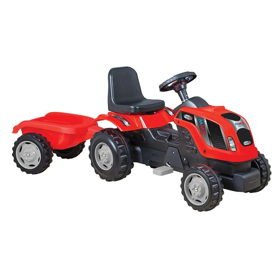EUROBAJK Dečiji traktor na pedale sa prikolicom MMX/  crvena