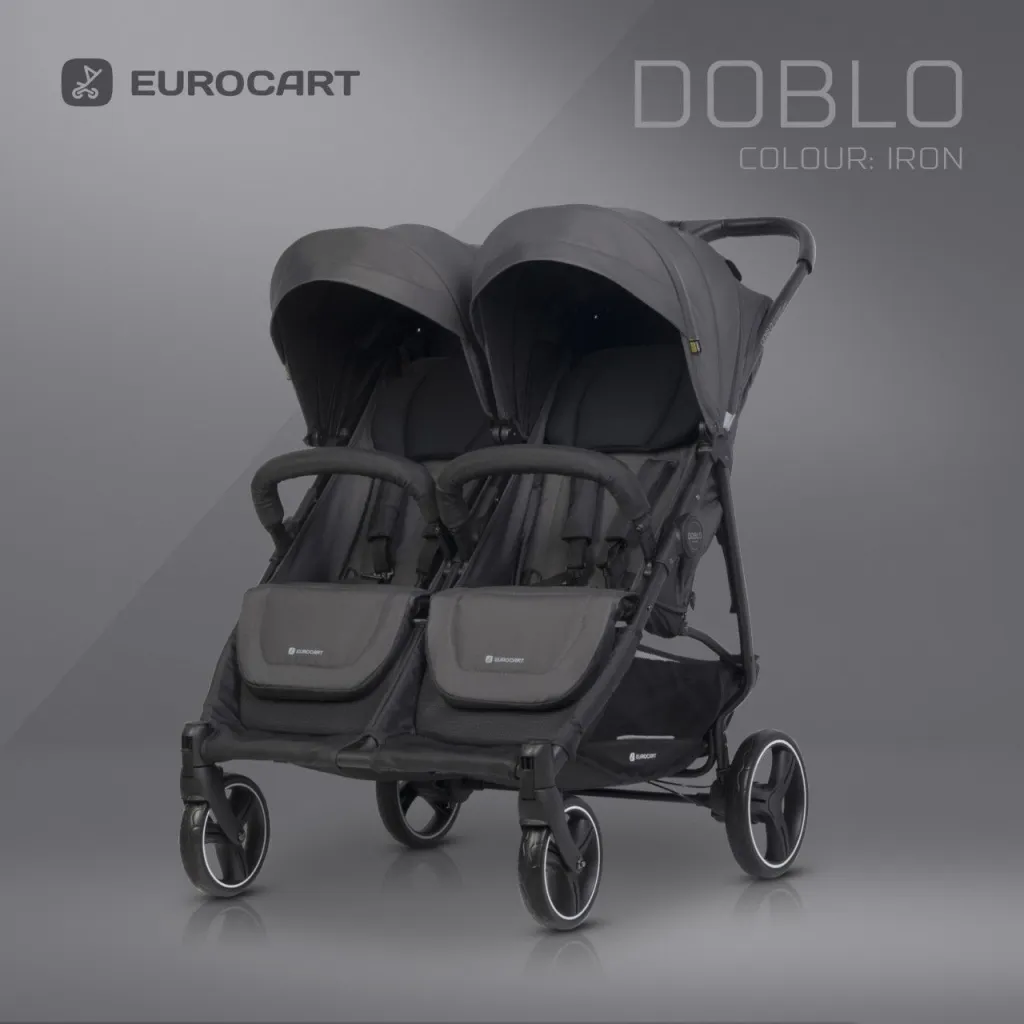 EUROCART Kolica za blizance Doblo iron/ crna