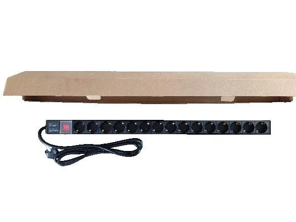 EXESHOP Razvodni PDU panel za rack 19 in/ sa 15 utičnih mesta/ kabl 2m (aluminijum)