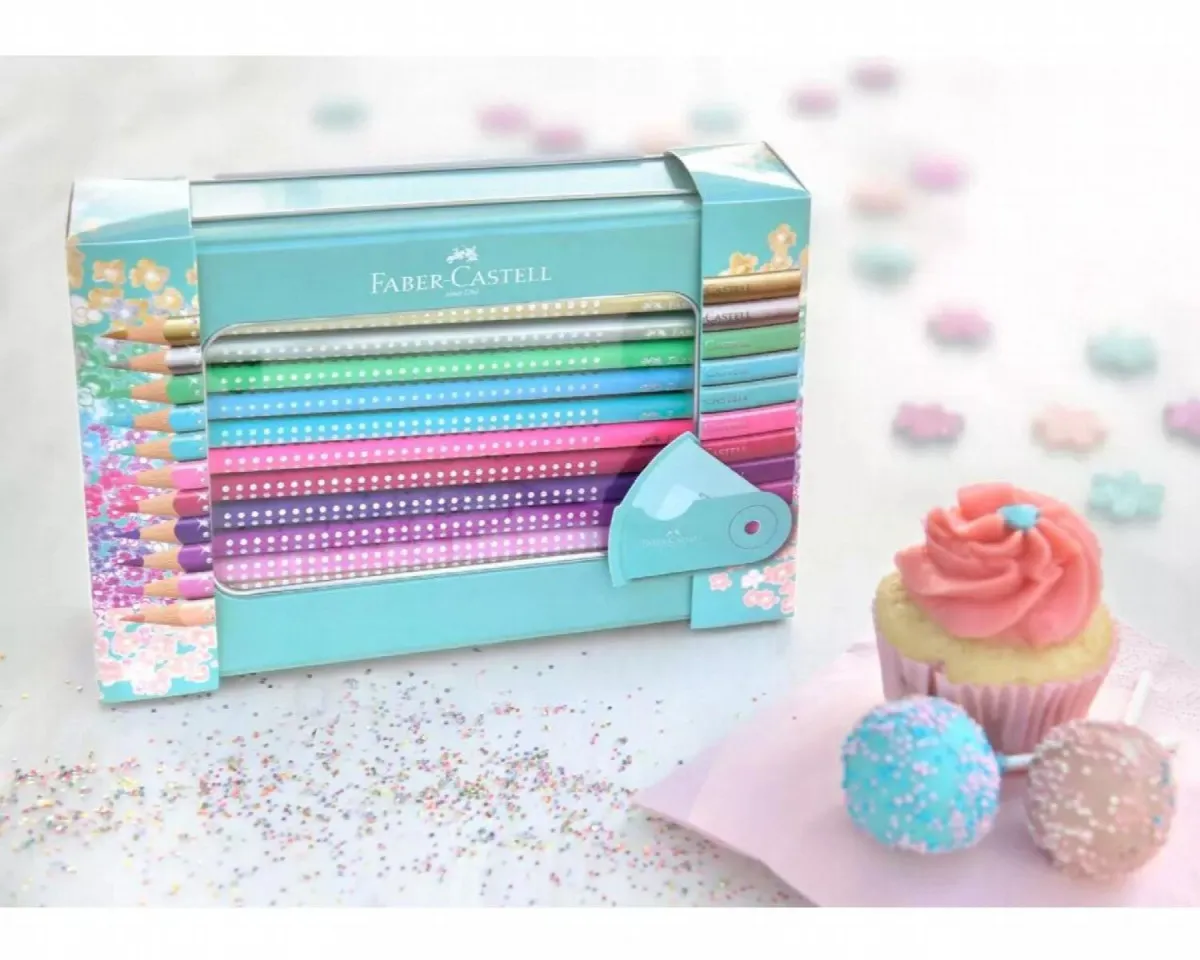 FABER CASTELL Drvene bojice i rezač Sparkle Grip, set 1/20 201641