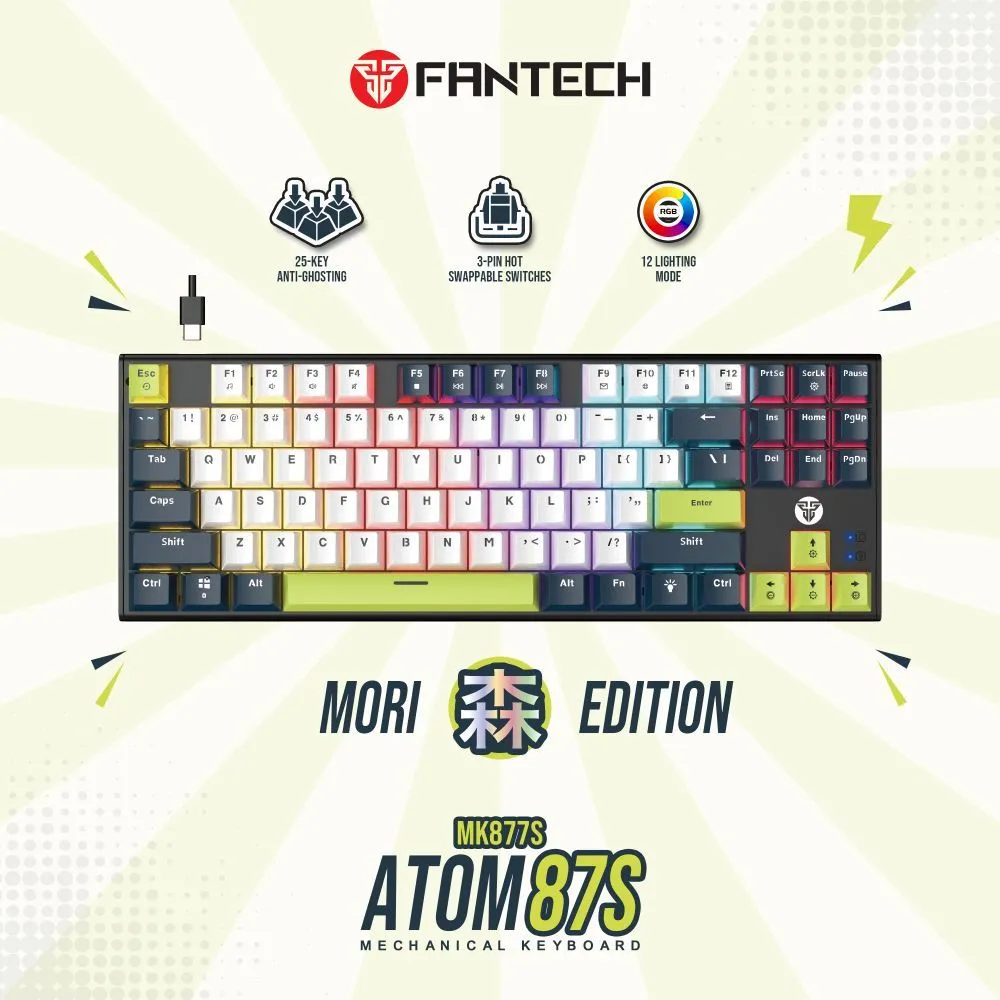 FANTECH Tastatura Mehanicka Gaming MK877S RGB Atom 87S Mori bela (taro switch)