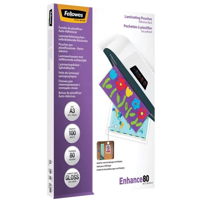 FELLOWES Folija za plastificiranje 80my A3 sjajna samolepljiva pk100 5302302