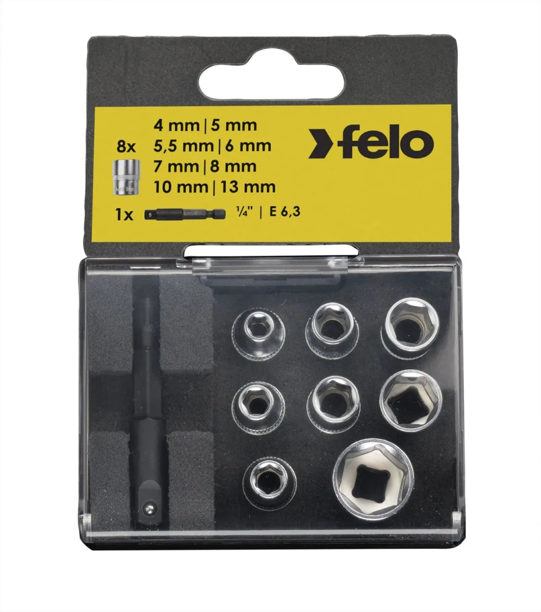Felo Set nasadnih glava sa adapterom HEX Nut 05798106 9 kom