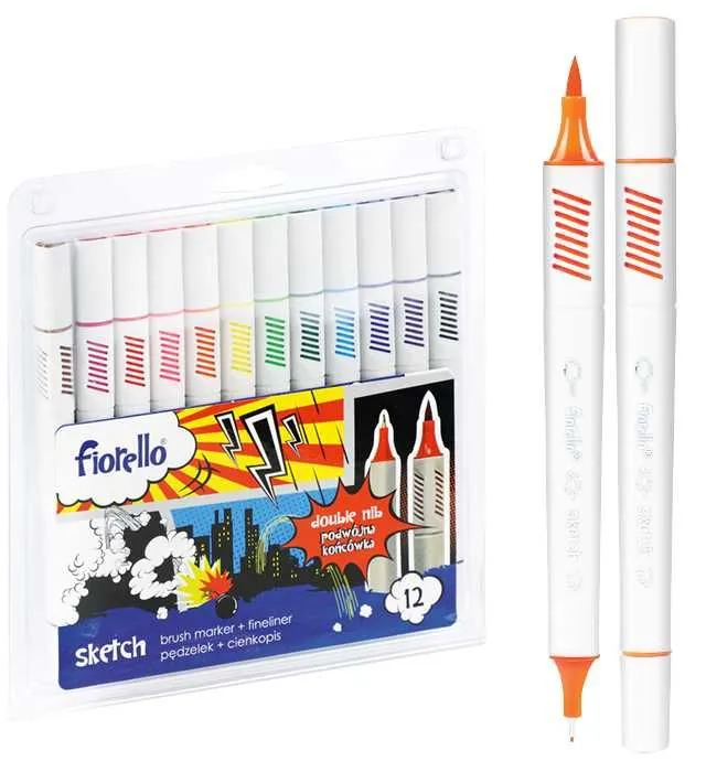 FIORELLO Flomaster sa četkicom + fineliner 12kom