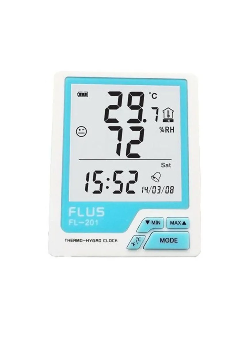 FLUS Merač temperature i vlažnosti sa satom  FL-201