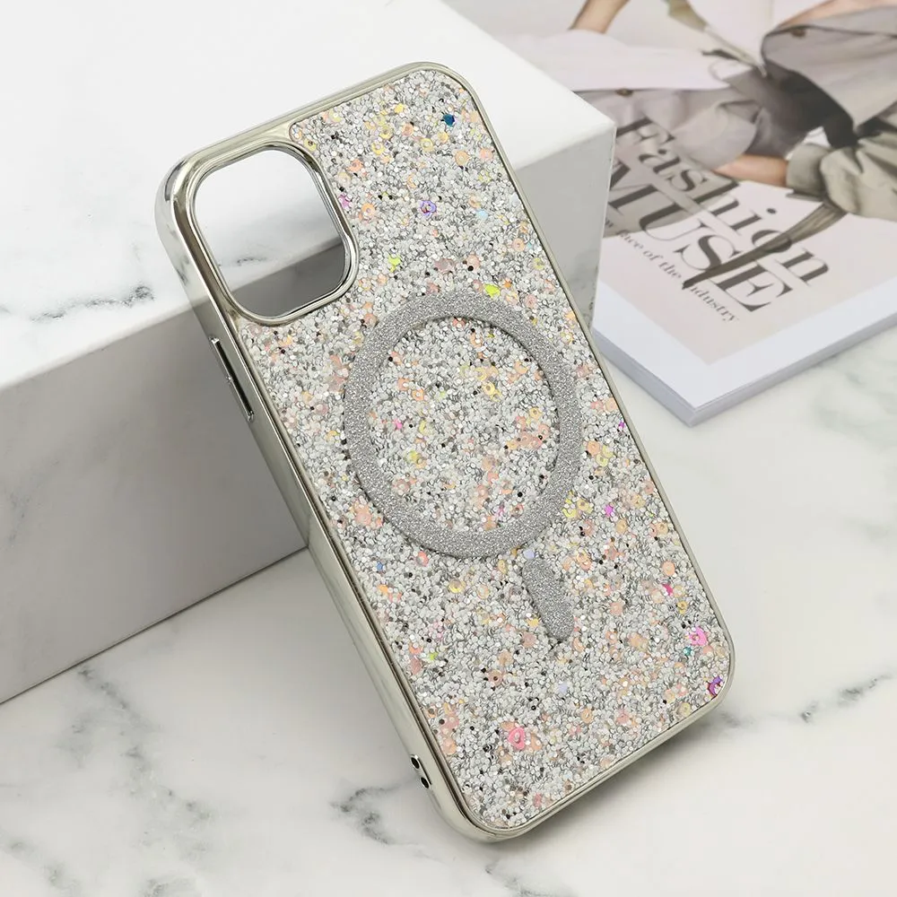 Futrole GLAM GLOW MagSafe za iPhone 11/ srebrna