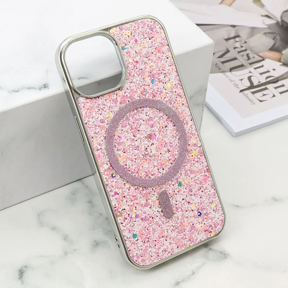 Futrole GLAM GLOW MagSafe za iPhone 15/ roza