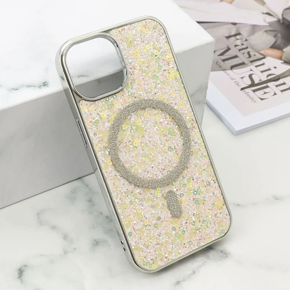 Futrole GLAM GLOW MagSafe za iPhone 15/ siva
