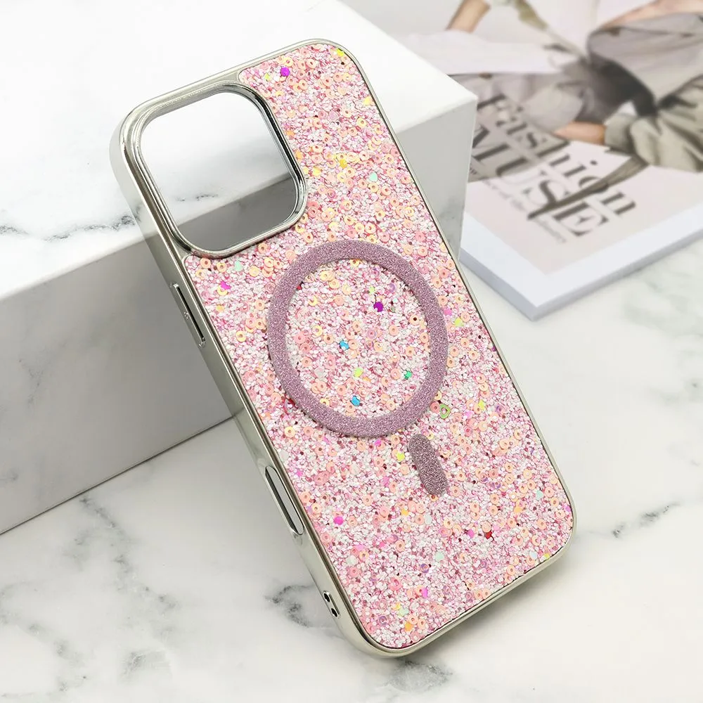 Futrole GLAM GLOW MagSafe za iPhone 16 Pro Max/ roza