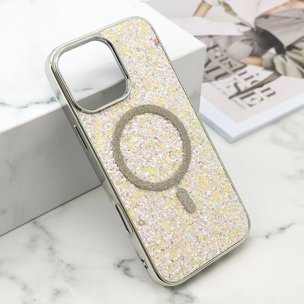 Futrole GLAM GLOW MagSafe za iPhone 16 Pro Max/ siva