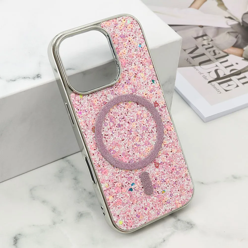 Futrole GLAM GLOW MagSafe za iPhone 16 Pro/ roza