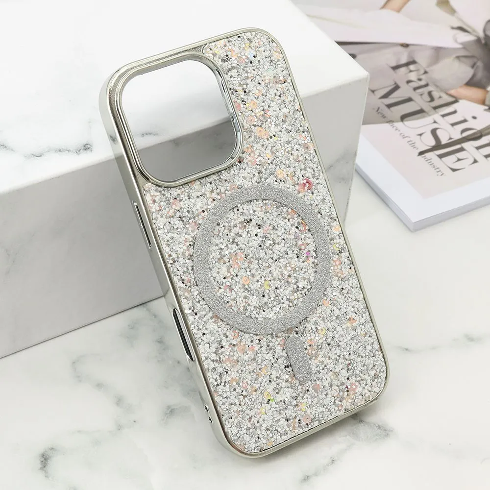 Futrole GLAM GLOW MagSafe za iPhone 16 Pro/ srebrna