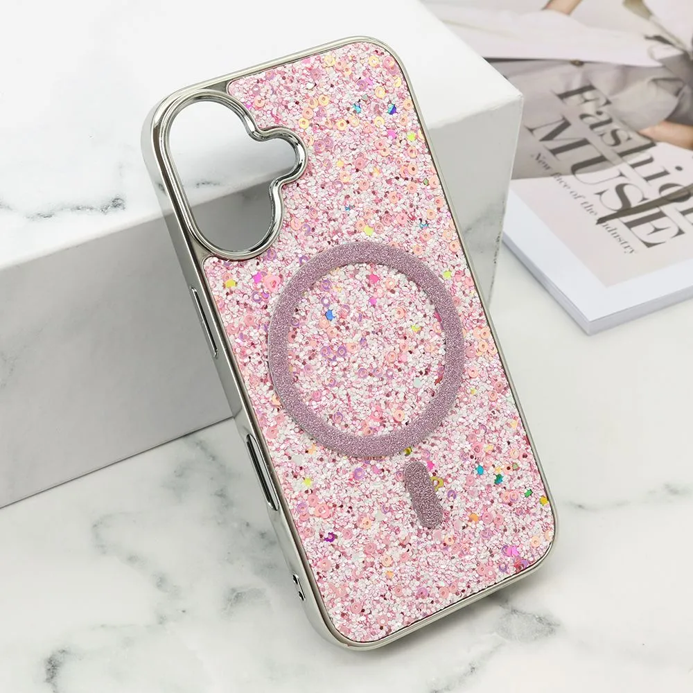 Futrole GLAM GLOW MagSafe za iPhone 16/ roza