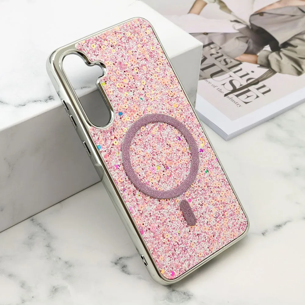 Futrole GLAM GLOW MagSafe za Samsung A556B Galaxy A55 5G/ roza