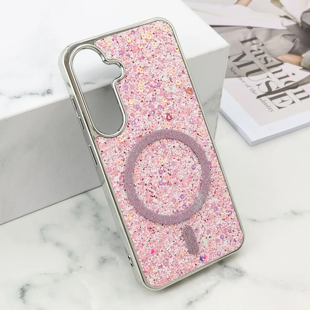 Futrole GLAM GLOW MagSafe za Samsung S921B/S931B Galaxy S24 5G/S25 5G/ roza