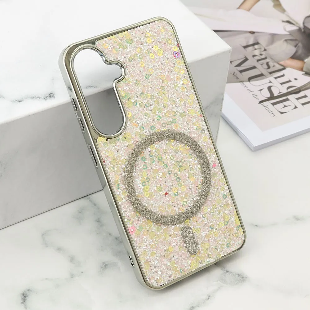 Futrole GLAM GLOW MagSafe za Samsung S921B/S931B Galaxy S24 5G/S25 5G/ siva