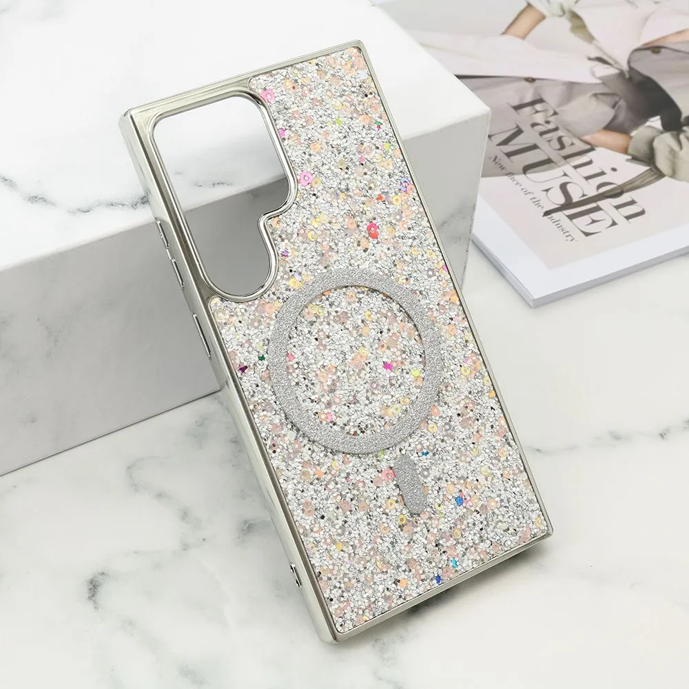 Futrole GLAM GLOW MagSafe za Samsung S928B Galaxy S24 Ultra 5G/ srebrna