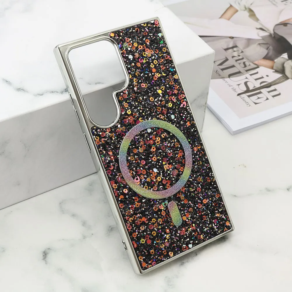 Futrole GLAM GLOW MagSafe za Samsung S928B Galaxy S24 Ultra 5G/ crna
