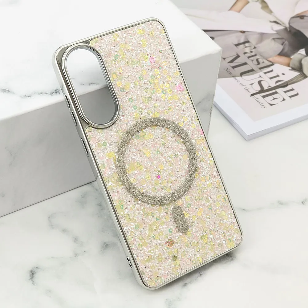 Futrole GLAM GLOW MagSafe za Samsung S937B Galaxy S25 Edge 5G/ srebrna