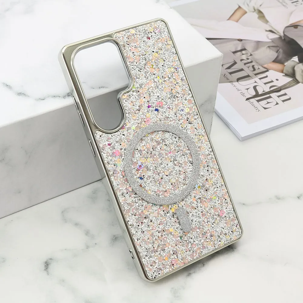 Futrole GLAM GLOW MagSafe za Samsung S938B Galaxy S25 Ultra 5G/ srebrna