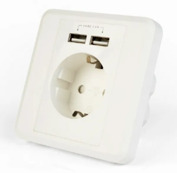 GEMBIRD AC šuko za utikač, EG-ACU2A2-01, 2 porta USB, 2.4A