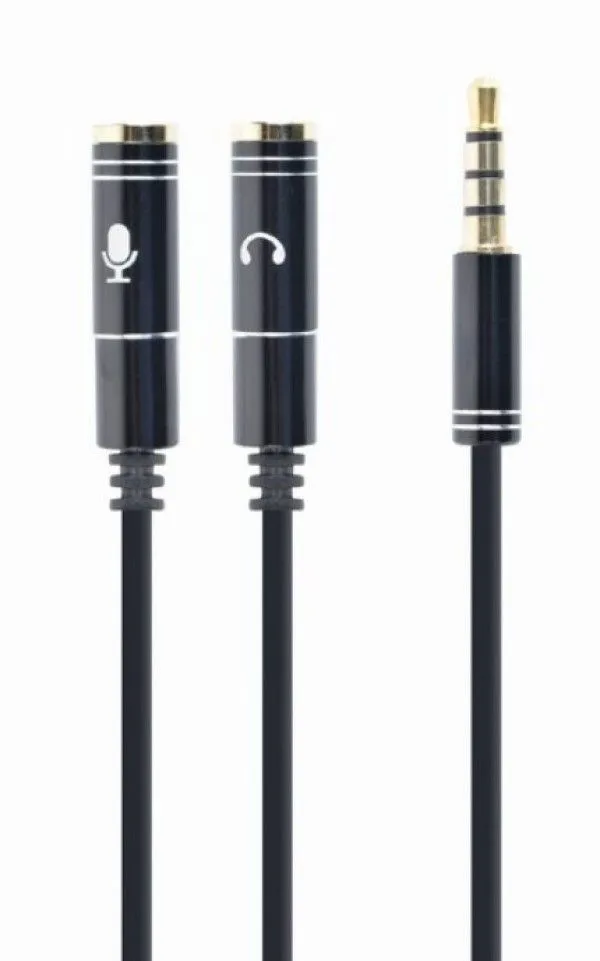 GEMBIRD Adapter CCA-417M 2x 3.5 mm, na 1x 3.5mm(4 pin) cable, 0.2m, crna