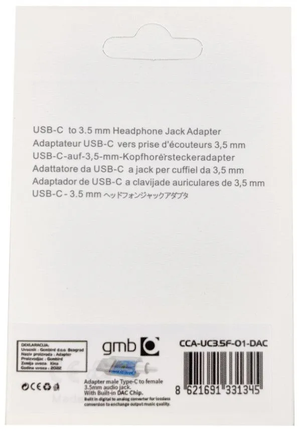 GEMBIRD Adapter sa Type-C na 3.5mm/ CCA-UC3.5F-01-DAC