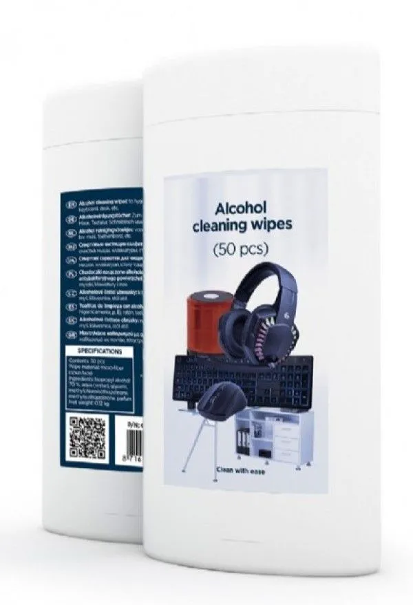 GEMBIRD Alkoholne maramice za čišćenje, microfiber CK-AWW50-01, 50 kom