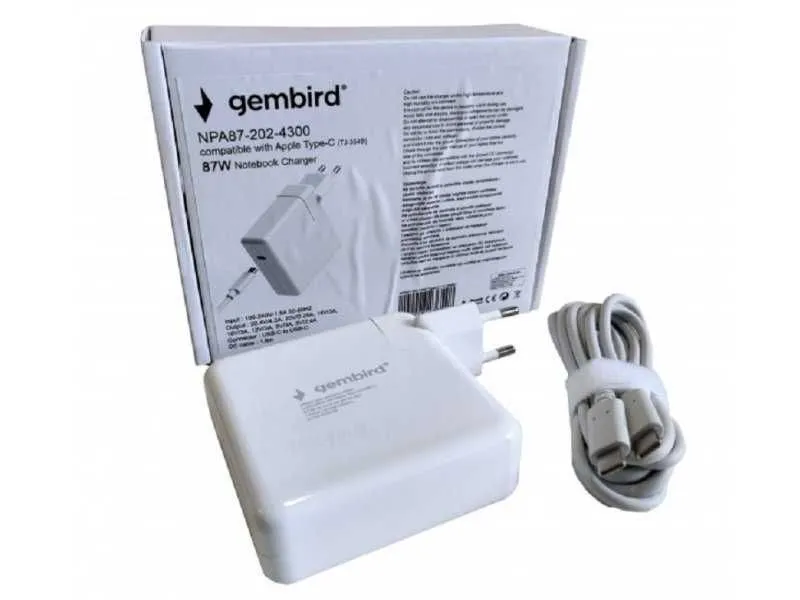 GEMBIRD Apple Type-C/USB-C punjač za MacBook NPA87-202-4300 (TJ-354B  87W-20,2V-4.3A USB Type-C