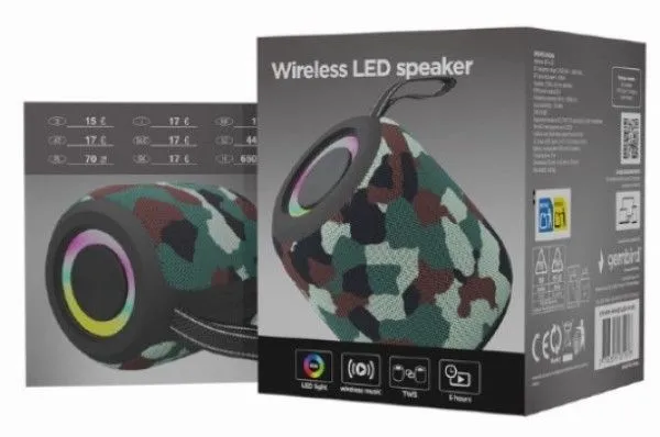 GEMBIRD Bežični Bluetooth zvučnik SPK-BT-LED-05-CM/ camo
